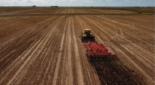 Tractor tilling large field